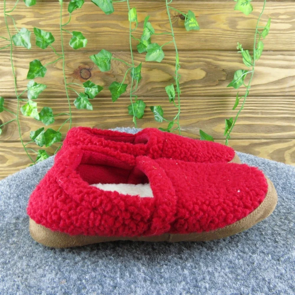 Lands' End Boys Slip-On Shoes Slipper Red Fabric Slip On Size Y 2‎ Medium